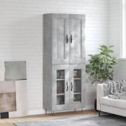 vidaXL Highboard betonggrå 69,5x34x180 cm konstruert tre