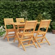 vidaXL Hagespisegruppe 5 deler heltre teak