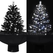 vidaXL Kunstig juletre med snø og paraplyfot svart 75 cm PVC