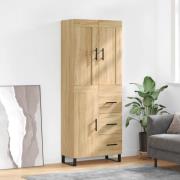 vidaXL Highboard sonoma eik 69,5x34x180 cm konstruert tre