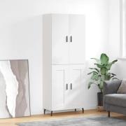 vidaXL Highboard høyglans hvit 69,5x34x180 cm konstruert tre