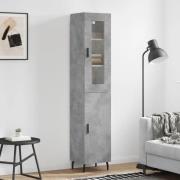 vidaXL Highboard betonggrå 34,5x34x180 cm konstruert tre