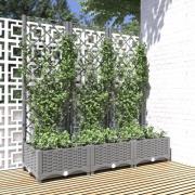 vidaXL Plantekasse med espalier lysegrå 120x40x121,5 cm PP