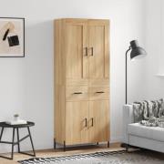 vidaXL Highboard sonoma eik 69,5x34x180 cm konstruert tre