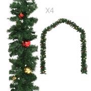 vidaXL Julegarland med kuler 4 stk grønn 270 cm PVC