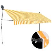 vidaXL Manuell uttrekkbar markise med LED 350 cm hvit og oransje