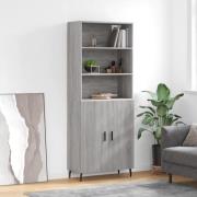 vidaXL Highboard grå sonoma 69,5x34x180 cm konstruert tre