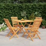 vidaXL Hagespisegruppe 5 deler heltre teak