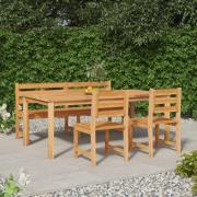 vidaXL Hagespisegruppe 4 deler heltre teak