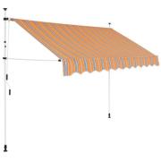 vidaXL Manuell uttrekkbar markise 250 cm gul og blå striper