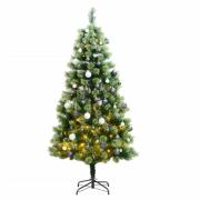 vidaXL Kunstig hengslet juletre med 300 LED og kulesett 180 cm