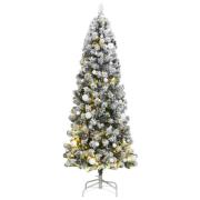 vidaXL Kunstig hengslet juletre med 300 LED og kulesett 180 cm