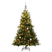 vidaXL Kunstig hengslet juletre med 300 LED og kulesett 240 cm