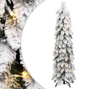 vidaXL Forhåndsbelyst kunstig juletre med 60 LED og flokket snø 120 cm