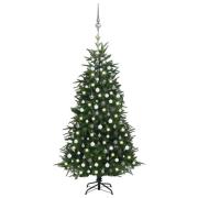 vidaXL Kunstig juletre LED og kulesett i grønn 240 cm PVC og PE