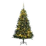 vidaXL Kunstig hengslet juletre med 300 LED og kulesett 240 cm