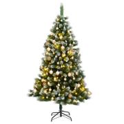 vidaXL Kunstig hengslet juletre med 300 LED og kulesett 210 cm