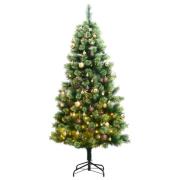 vidaXL Kunstig hengslet juletre med 300 LED og kulesett 240 cm