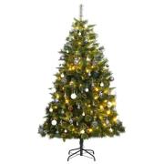 vidaXL Kunstig hengslet juletre med 300 LED og kulesett 180 cm