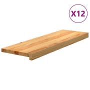 vidaXL Trappetrinn 12 stk lysebrun 80x25x2 cm heltre eik