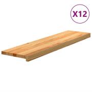 vidaXL Trappetrinn 12 stk lysebrun 100x30x2 cm heltre eik