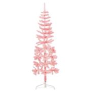 vidaXL Kunstig halvt juletre med stativ tynt rosa 150 cm