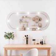 vidaXL Veggspeil med LED-lys 45x100 cm glass oval