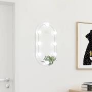 vidaXL Speil med LED-lys 60x30 cm glass oval