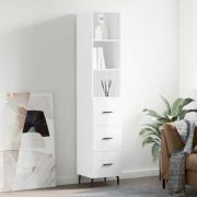 vidaXL Highboard høyglans hvit 34,5x34x180 cm konstruert tre