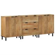 vidaXL Skjenker 3 deler brun 60x33x75 cm heltre mango