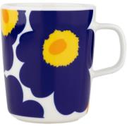 Marimekko Unikko Oiva 60th krus 2,5 dl, hvit/blå/gul