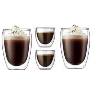 Bodum - Pavina kaffeglass sett 4 stk 8 cl + 35 cl