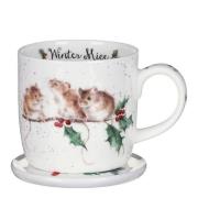 Wrendale Design - Kopp & underlag winter mice 31 cl