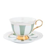 Hilke - Strisce Salvia kopp med skål 22 cl grønn