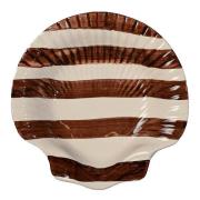 ByOn - Armona serveringsfat 23,5 cm striper mørk brun/hvit