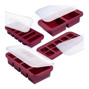 Souper Cubes - Matoppbevaring m/lokk silikon sett 4 stk cranberry