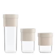 Lékué - Flip Storage sett oppbevaringsbokser 3 deler + innsats beige