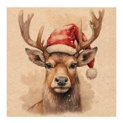 Ambiente - Serviett 33x33 cm 20 stk Deer with Santa Hat