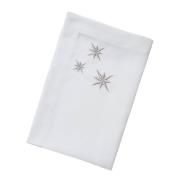 Langkilde & Søn - Tøyserviett 50x50 cm hvit med broderte sølvstjerner