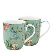 Pip Studio - Jolie Flowers krus liten 20 cl 2 stk lyseblå