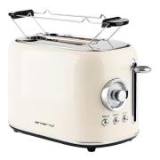EMERIO - Retro brødrister med bollevarmer 2 skiver beige