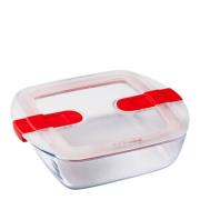 Pyrex - Cook & Heat oppbevaringsboks 1L rød/klar