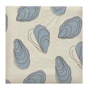 Broste Copenhagen - Oyster serviett 33x33 cm 20 stk lys blå/svart