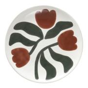 Broste Copenhagen - Dora tallerken 26 cm Mocha Bisque/Agave Green