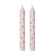 Broste Copenhagen - Amor kronelys hjerter 19 cm 2 stk soft pink/red