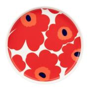 Marimekko - Oiva Unikko tallerken 20 cm hvit/rød/blå