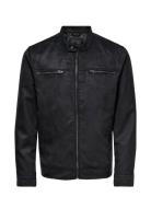 Onswillow Fake Suede Jacket Otw Skinnjakke Skinnjakke Black ONLY & SON...