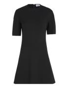 Heavy Viscose Fit & Flare Dress Kort Kjole Black Calvin Klein