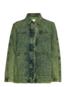 Leah Acid Denim Jacket Dongerijakke Denimjakke Green Hosbjerg