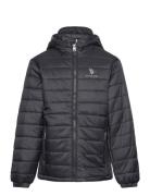 Uspa Hooded Quilted Jacket Fôret Jakke Black U.S. Polo Assn.